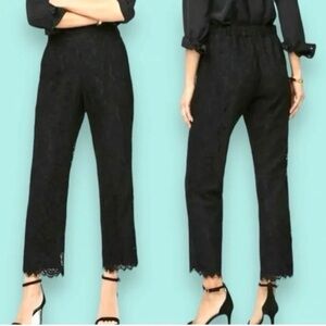 J. Crew Elegant Black Elastic Waist Cropped Lace Easy Pants—SZ. 6